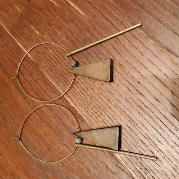 Bronze, Turquoise, Amber Hoop Earrings from The Mad Bohemian - Picture 3 of 3